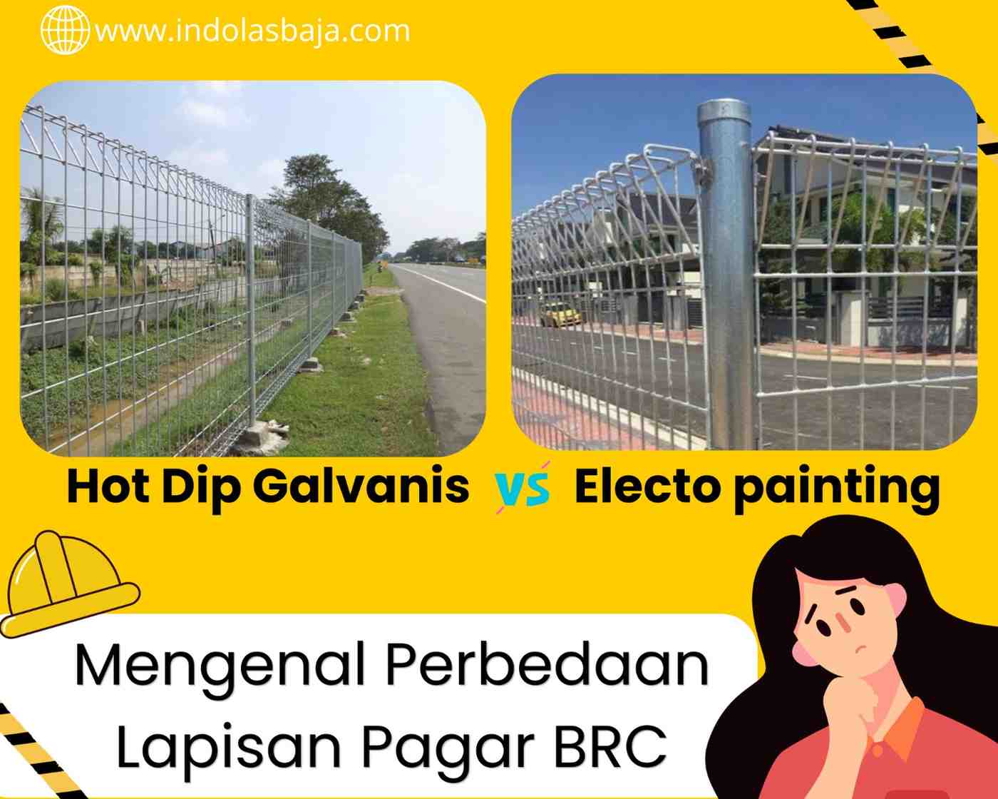Perbedaan visual lapisan hot dip galvanis dan electroplating pada pagar BRC