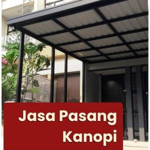 Hasil pengerjaan rapi dan harga pasang kanopi alderon rangka besi hollow galvanis oleh Indo Las Baja